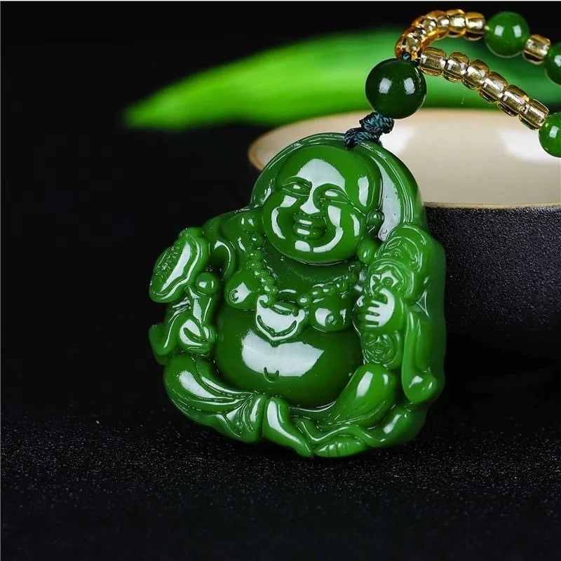 Chinese Green Jade Maitreya Bu - Men'S Accessories Jewelry 评论和价格