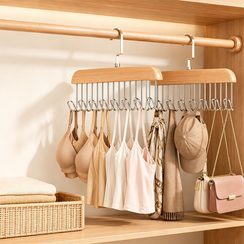 Wooden Tie Hangers Belt Rack W - Men'S Accessories Wardrobe 评论和价格