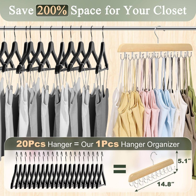 Wooden Tie Hangers Belt Rack W - Men'S Accessories Wardrobe 评论和价格