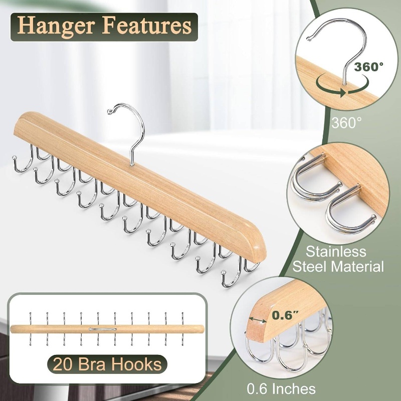 Wooden Tie Hangers Belt Rack W - Men'S Accessories Wardrobe 评论和价格