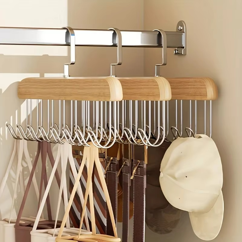 Solid Wood 8 Hook Belt Hanger  - Men'S Accessories Wardrobe 评论和价格