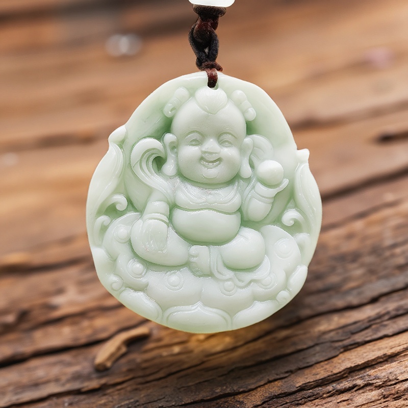 Green Real Jade Nezha Pendant  - Men'S Accessories Jewelry 评论和价格