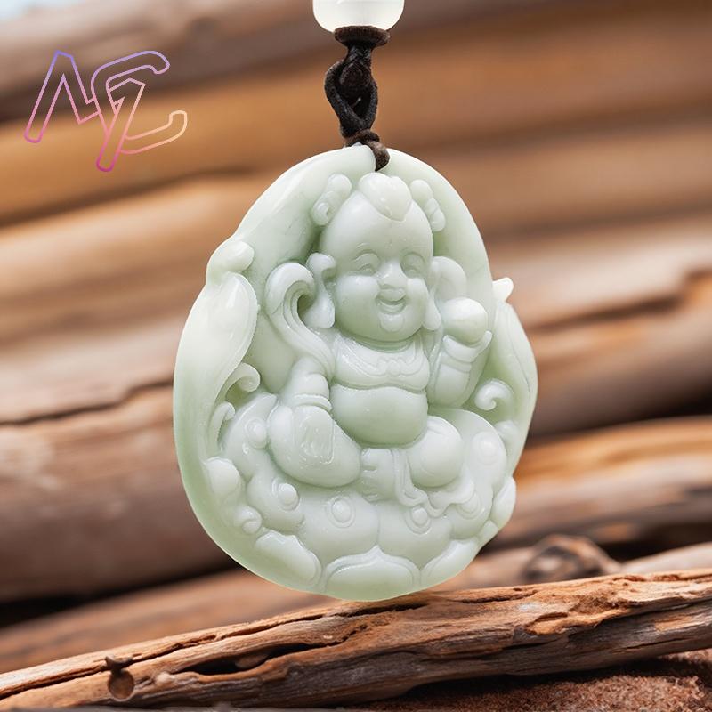 Green Real Jade Nezha Pendant  - Men'S Accessories Jewelry 评论和价格
