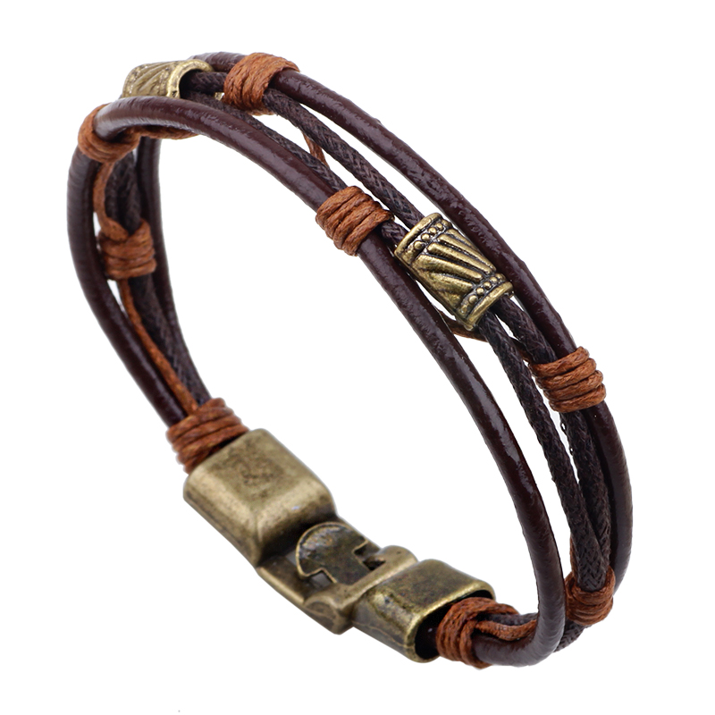 22cm Three Layers Leather Brac - Men'S Accessories Hand Bands 评论和价格